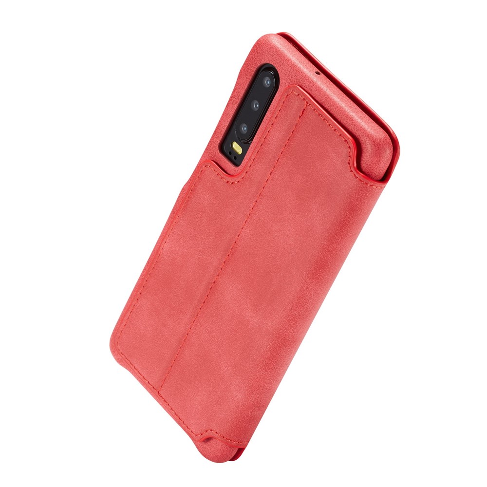 LC.IMEEKE Retro Style Leather Card Holder Case for Huawei P30 - Red-6