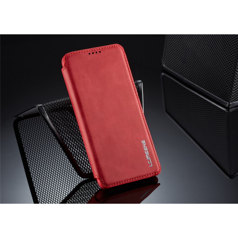 LC.IMEEKE Retro Style Leather Card Holder Case for Huawei P30 - Red-8