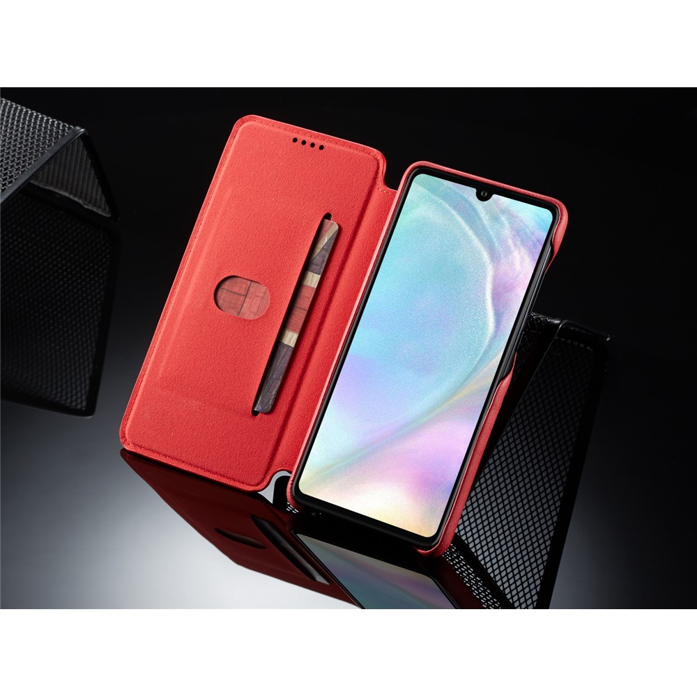 LC.IMEEKE Retro Style Leather Card Holder Case for Huawei P30 - Red-9