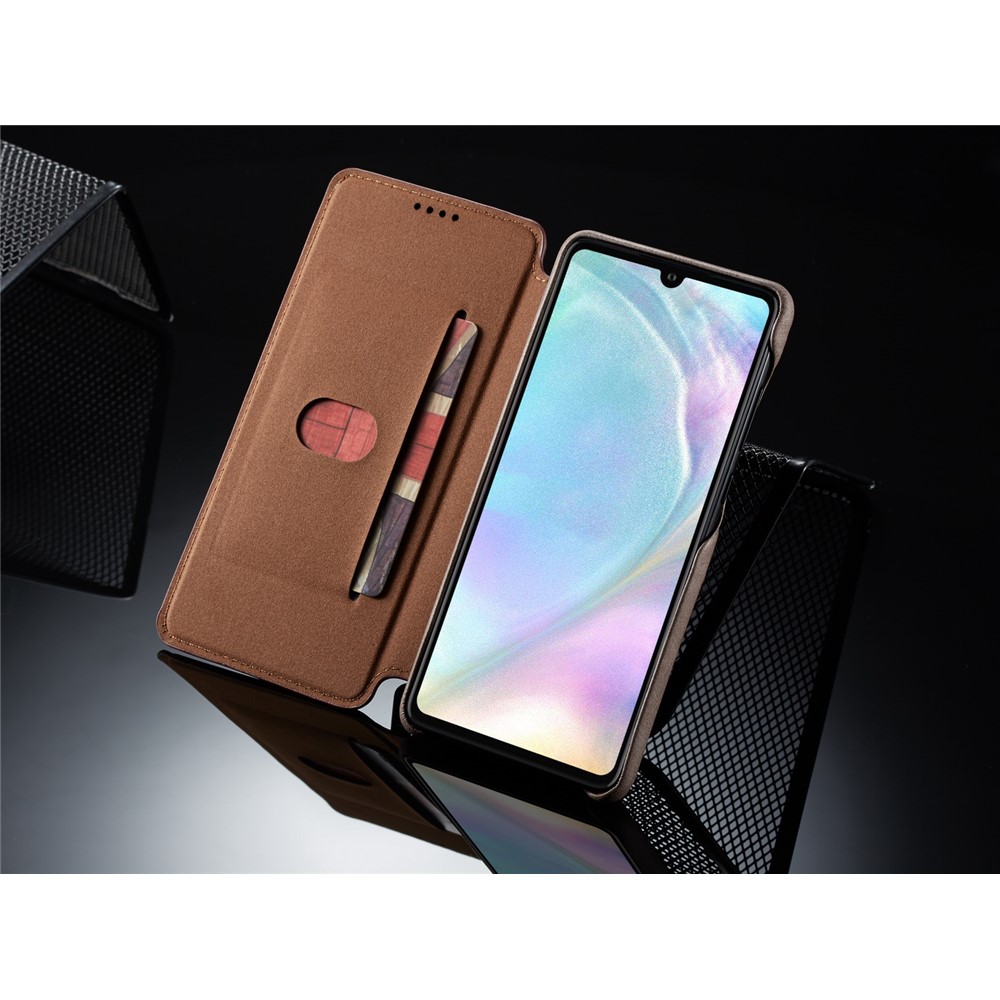 LC.IMEEKE Retro Style Leather Card Holder Case for Huawei P30 - Coffee-10