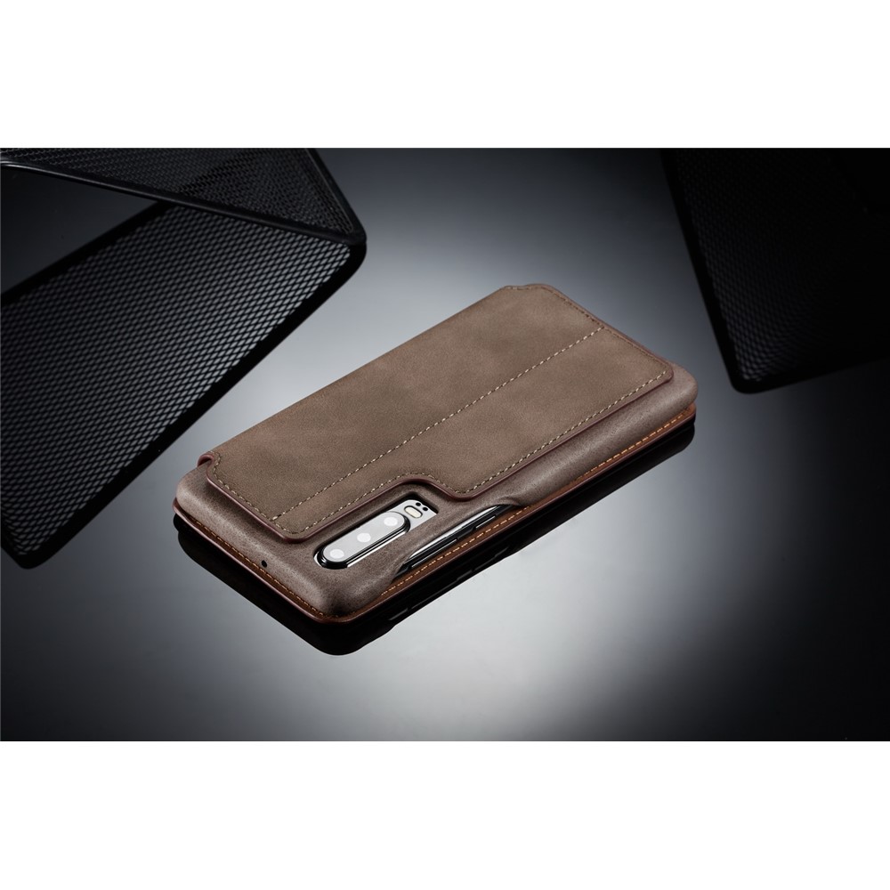 LC.IMEEKE Retro Style Leather Card Holder Case for Huawei P30 - Coffee-12