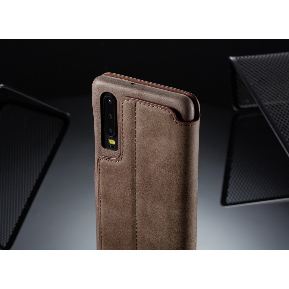 LC.IMEEKE Retro Style Leather Card Holder Case for Huawei P30 - Coffee-14