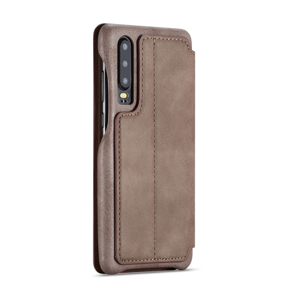 LC.IMEEKE Retro Style Leather Card Holder Case for Huawei P30 - Coffee-4