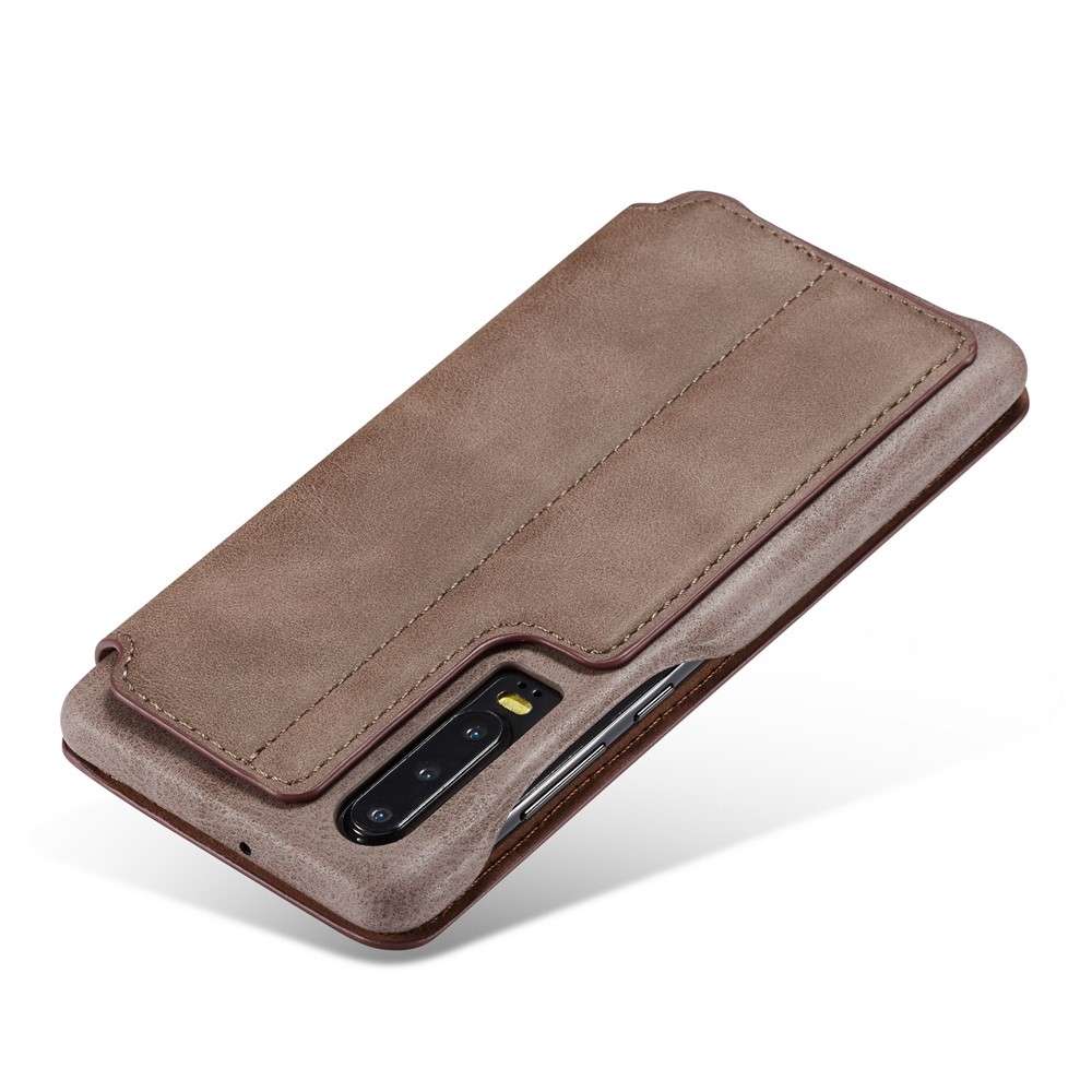 LC.IMEEKE Retro Style Leather Card Holder Case for Huawei P30 - Coffee-7