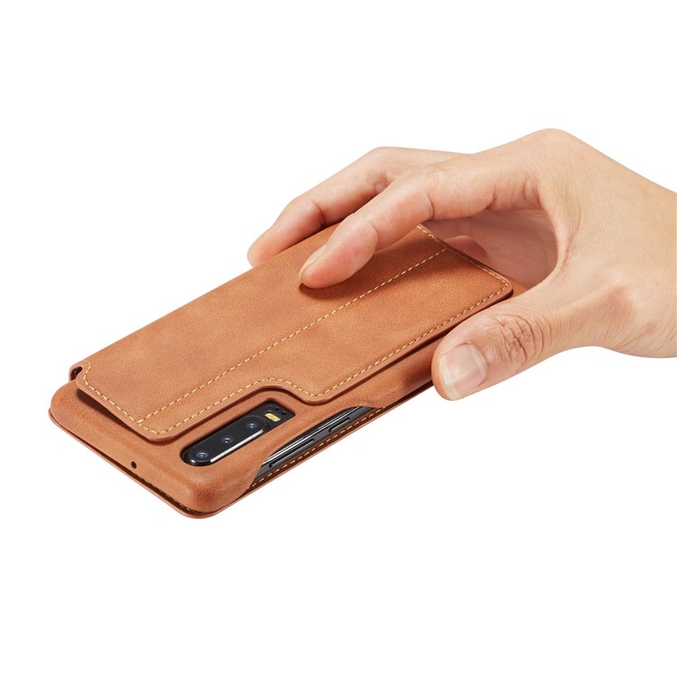 LC.IMEEKE Retro Style Leather Card Holder Case for Huawei P30 - Brown-11