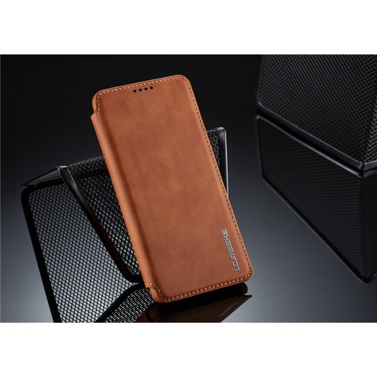 LC.IMEEKE Retro Style Leather Card Holder Case for Huawei P30 - Brown-12