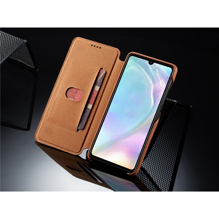 LC.IMEEKE Retro Style Leather Card Holder Case for Huawei P30 - Brown-13