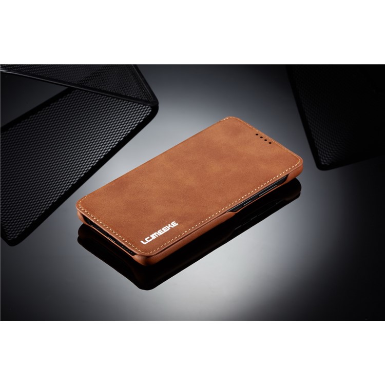 LC.IMEEKE Retro Style Leather Card Holder Case for Huawei P30 - Brown-14