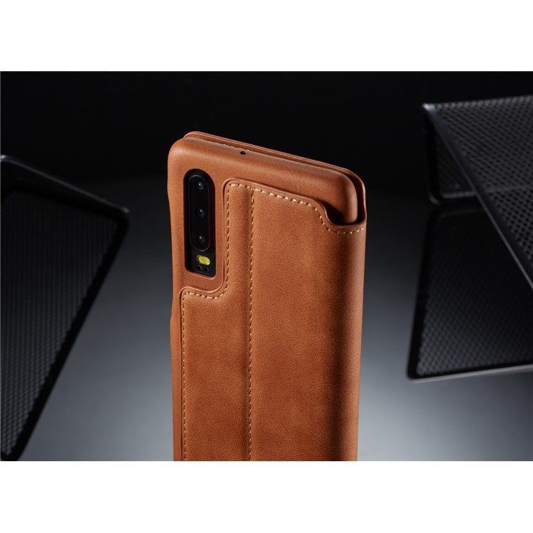 LC.IMEEKE Retro Style Leather Card Holder Case for Huawei P30 - Brown-17