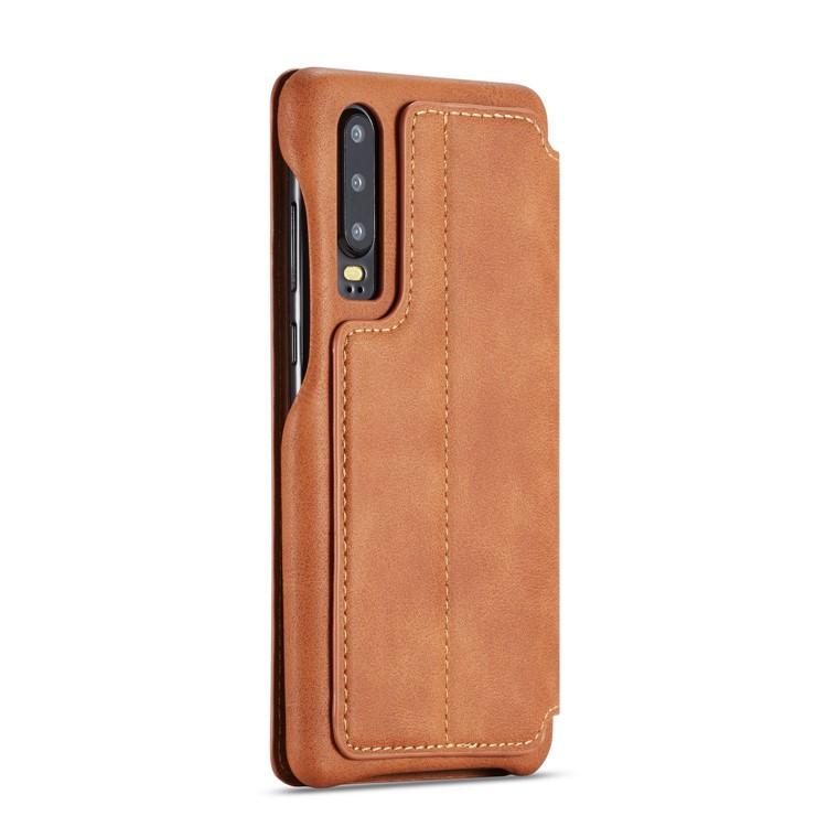 LC.IMEEKE Retro Style Leather Card Holder Case for Huawei P30 - Brown-4