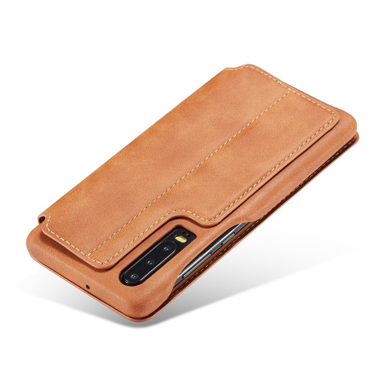 LC.IMEEKE Retro Style Leather Card Holder Case for Huawei P30 - Brown-7