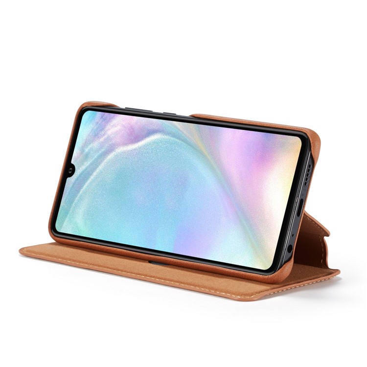 LC.IMEEKE Retro Style Leather Card Holder Case for Huawei P30 - Brown-9
