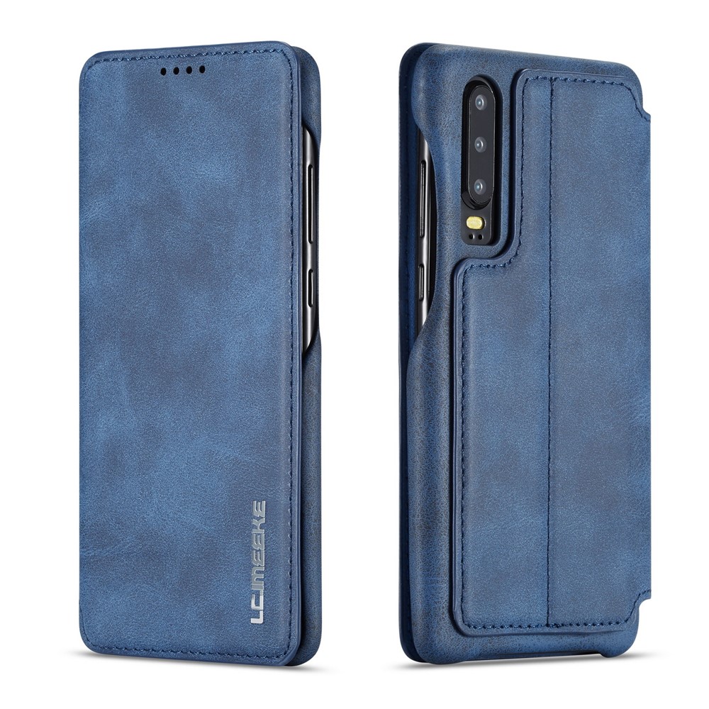 LC.IMEEKE Retro Style Leather Card Holder Case for Huawei P30 - Blue-1