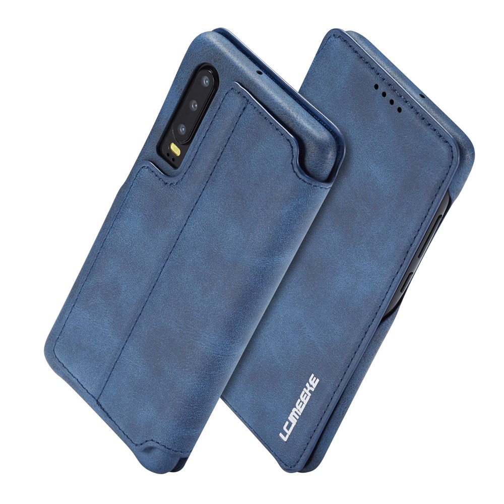 LC.IMEEKE Retro Style Leather Card Holder Case for Huawei P30 - Blue-2