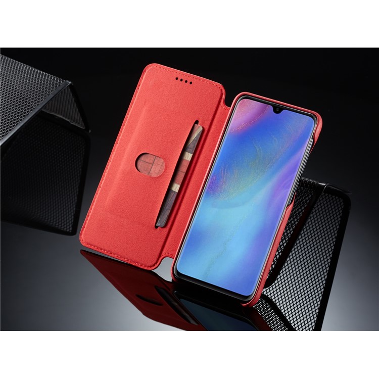 LC.IMEEKE Retro Style Leather Card Holder Case for Huawei P30 Lite - Red-10