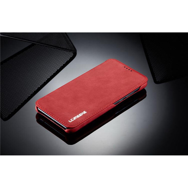 LC.IMEEKE Retro Style Leather Card Holder Case for Huawei P30 Lite - Red-11