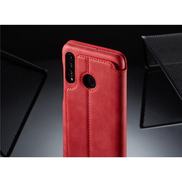LC.IMEEKE Retro Style Leather Card Holder Case for Huawei P30 Lite - Red-14