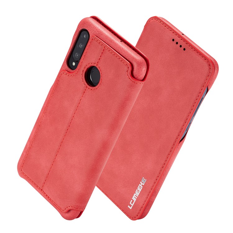 LC.IMEEKE Retro Style Leather Card Holder Case for Huawei P30 Lite - Red-2