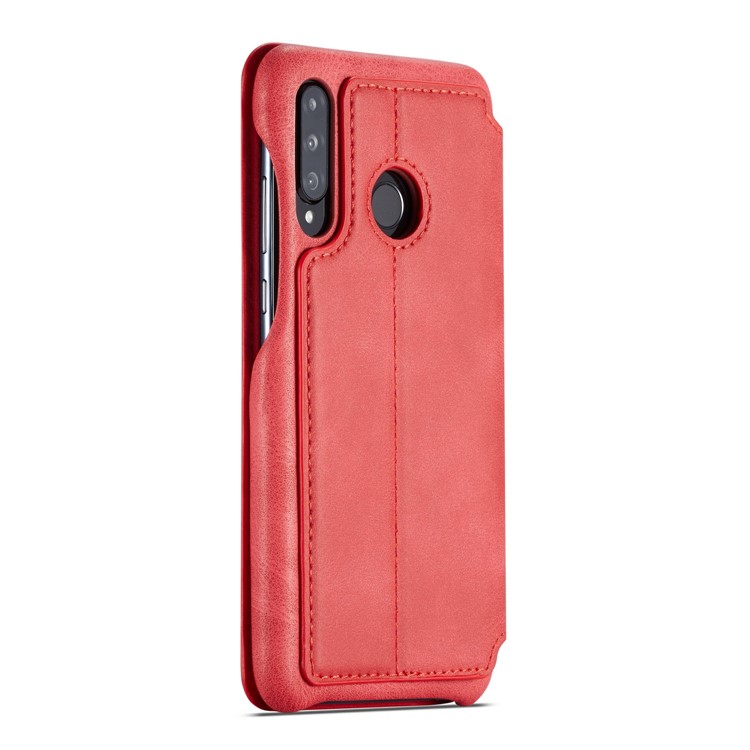 LC.IMEEKE Retro Style Leather Card Holder Case for Huawei P30 Lite - Red-4