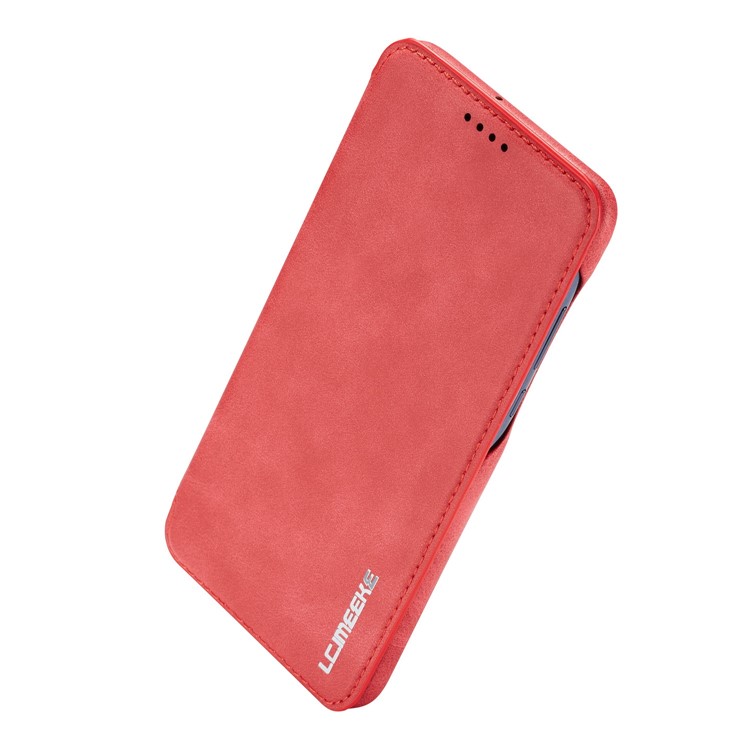 LC.IMEEKE Retro Style Leather Card Holder Case for Huawei P30 Lite - Red-5