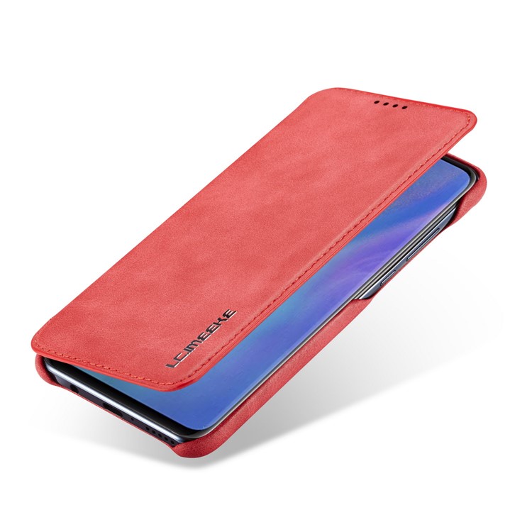 LC.IMEEKE Retro Style Leather Card Holder Case for Huawei P30 Lite - Red-8