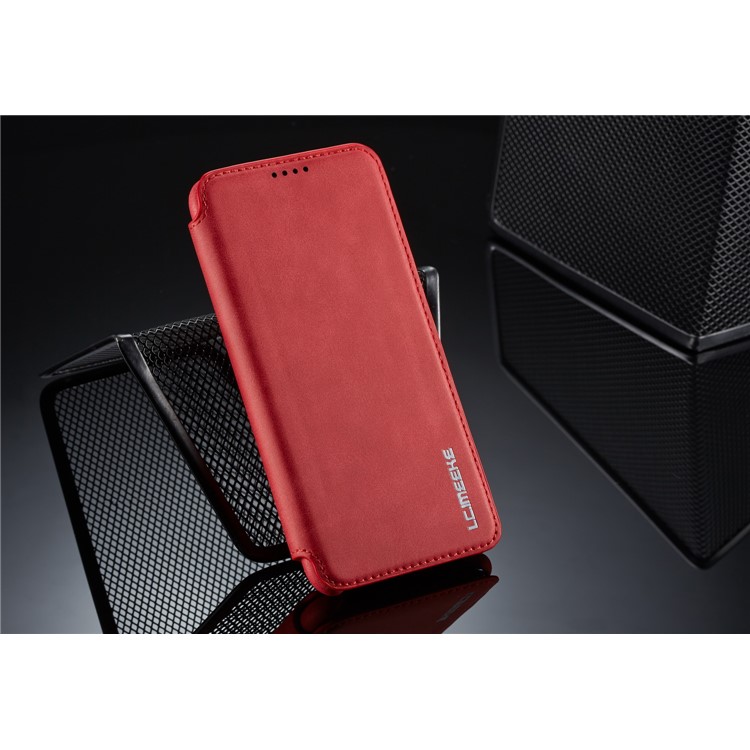 LC.IMEEKE Retro Style Leather Card Holder Case for Huawei P30 Lite - Red-9