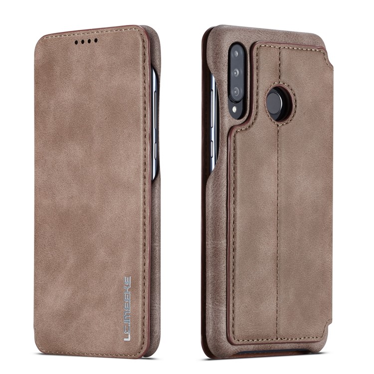 LC.IMEEKE Retro Style Leather Card Holder Case for Huawei P30 Lite - Coffee-1