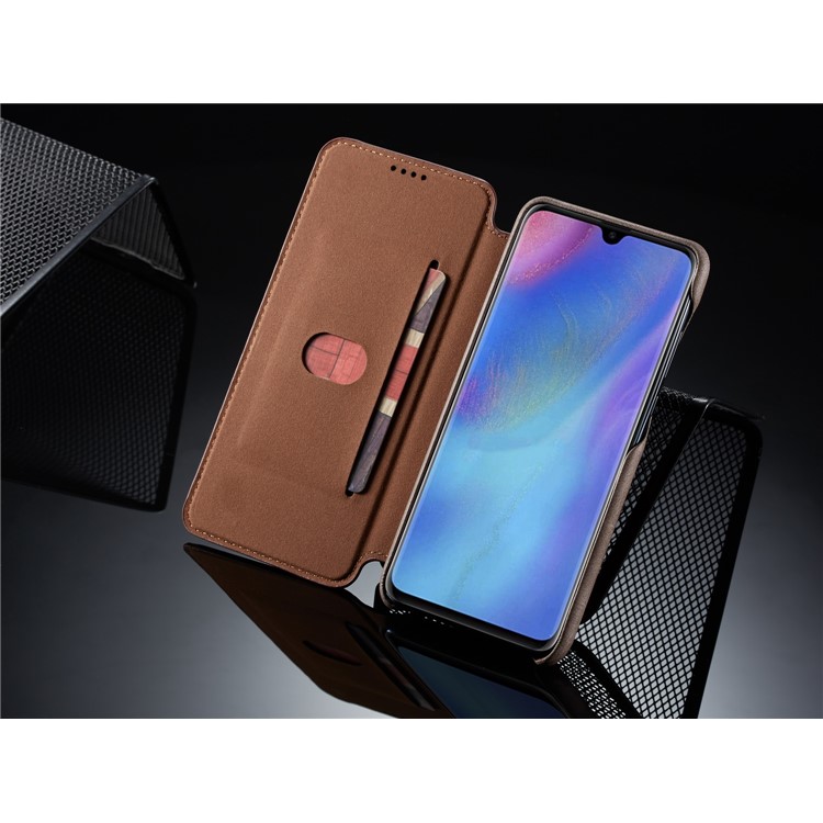 LC.IMEEKE Retro Style Leather Card Holder Case for Huawei P30 Lite - Coffee-10