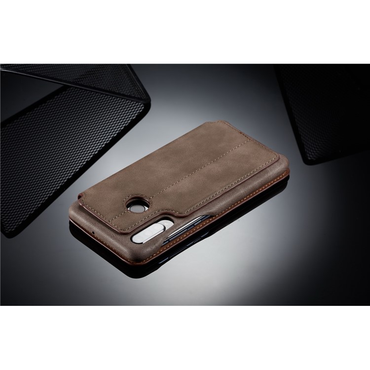LC.IMEEKE Retro Style Leather Card Holder Case for Huawei P30 Lite - Coffee-12