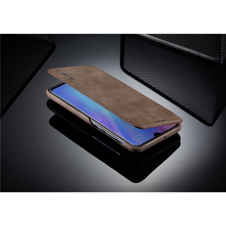 LC.IMEEKE Retro Style Leather Card Holder Case for Huawei P30 Lite - Coffee-13