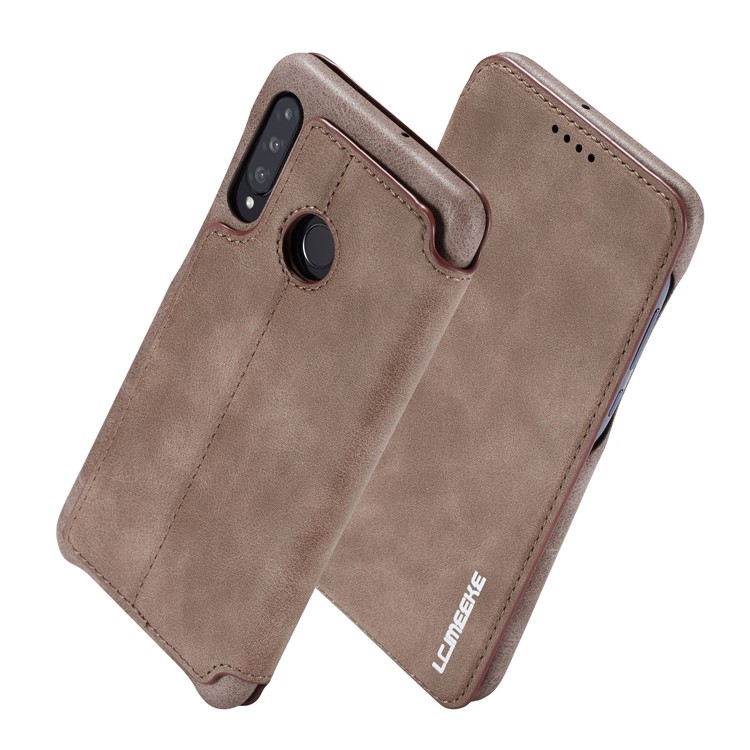 LC.IMEEKE Retro Style Leather Card Holder Case for Huawei P30 Lite - Coffee-2