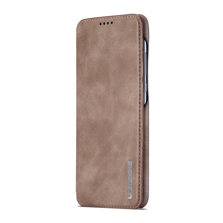 LC.IMEEKE Retro Style Leather Card Holder Case for Huawei P30 Lite - Coffee-3