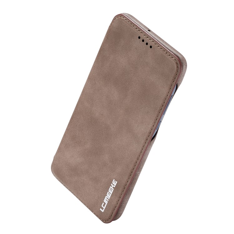LC.IMEEKE Retro Style Leather Card Holder Case for Huawei P30 Lite - Coffee-5