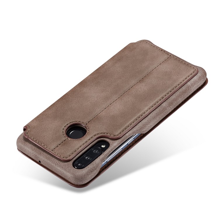 LC.IMEEKE Retro Style Leather Card Holder Case for Huawei P30 Lite - Coffee-7