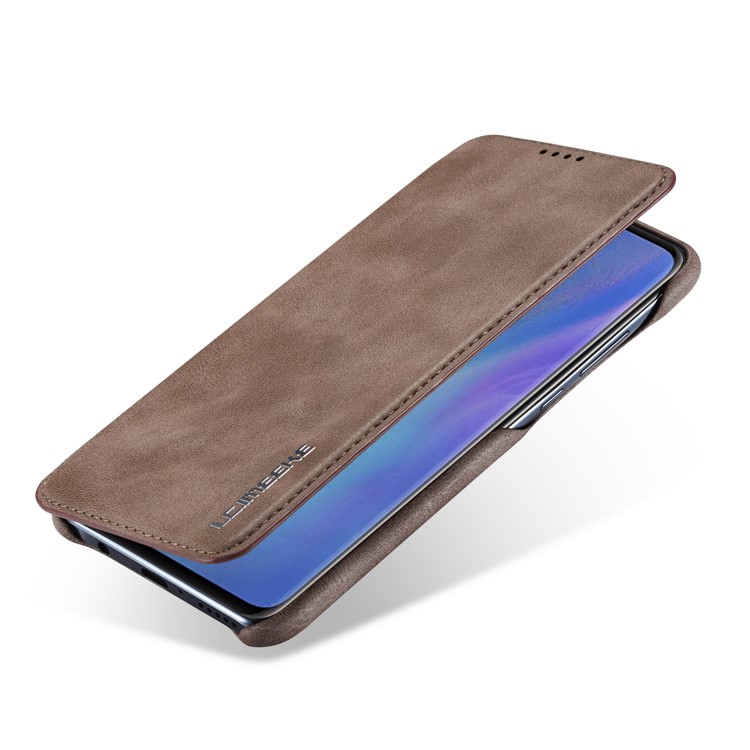 LC.IMEEKE Retro Style Leather Card Holder Case for Huawei P30 Lite - Coffee-8