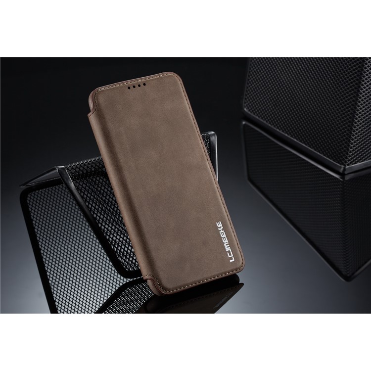 LC.IMEEKE Retro Style Leather Card Holder Case for Huawei P30 Lite - Coffee-9