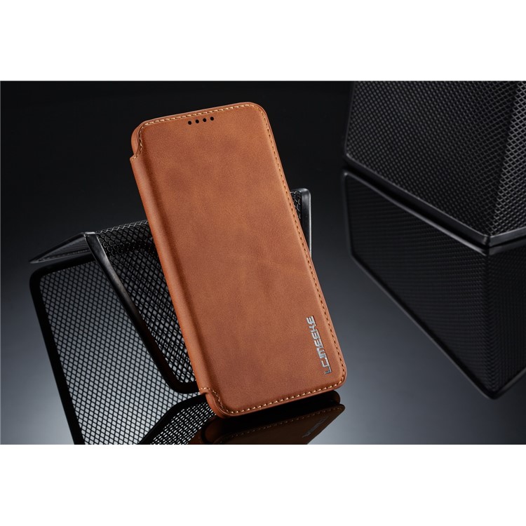 LC.IMEEKE Retro Style Leather Card Holder Case for Huawei P30 Lite - Brown-12