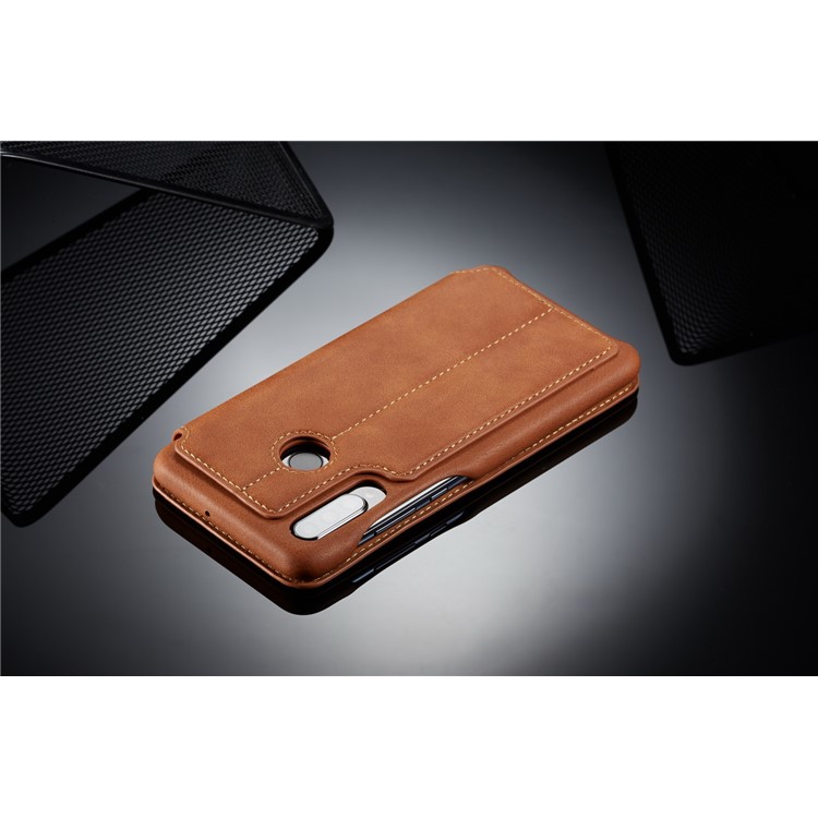 Lc. Étui de Support de Carte en Cuir de Style Rétro Imeeke Pour Huawei P30 Lite - Brun