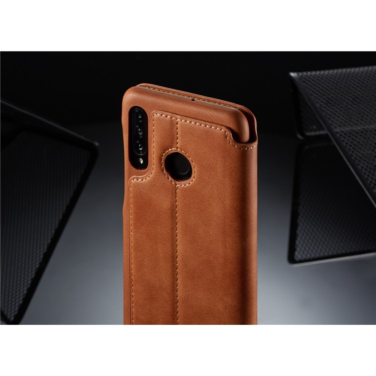 Lc. Étui de Support de Carte en Cuir de Style Rétro Imeeke Pour Huawei P30 Lite - Brun