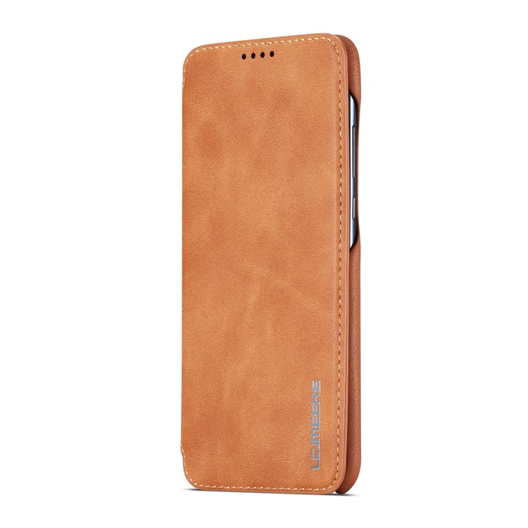 LC.IMEEKE Retro Style Leather Card Holder Case for Huawei P30 Lite - Brown-3