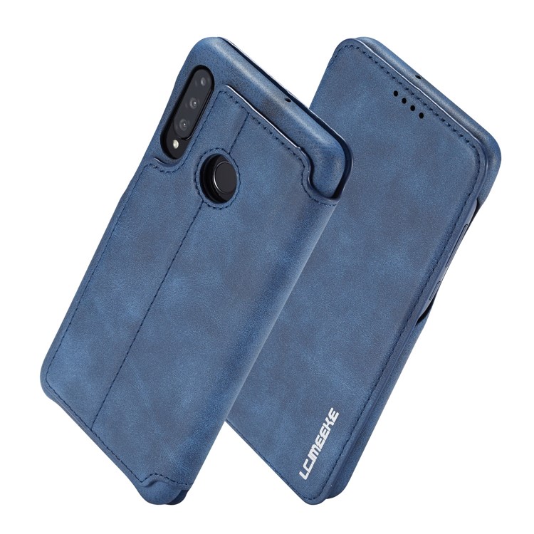 LC.IMEEKE Retro Style Leather Card Holder Case for Huawei P30 Lite - Blue-2