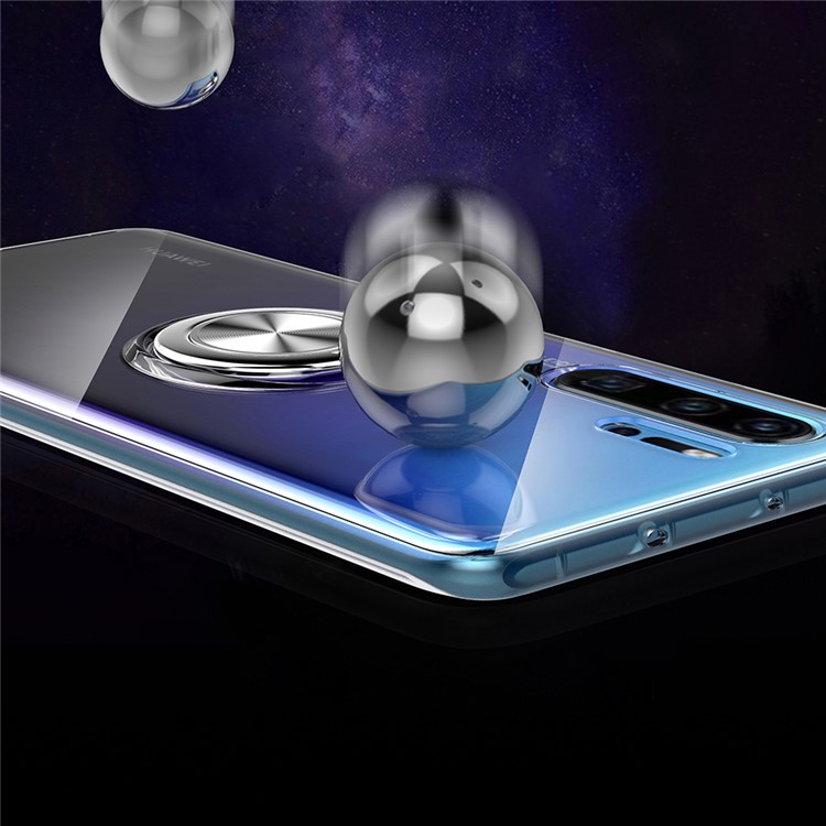 Finger Ring Kickstand Clear TPU Case for Huawei P30 Pro (Built-in Magnetic Metal Sheet) - Transparent-6