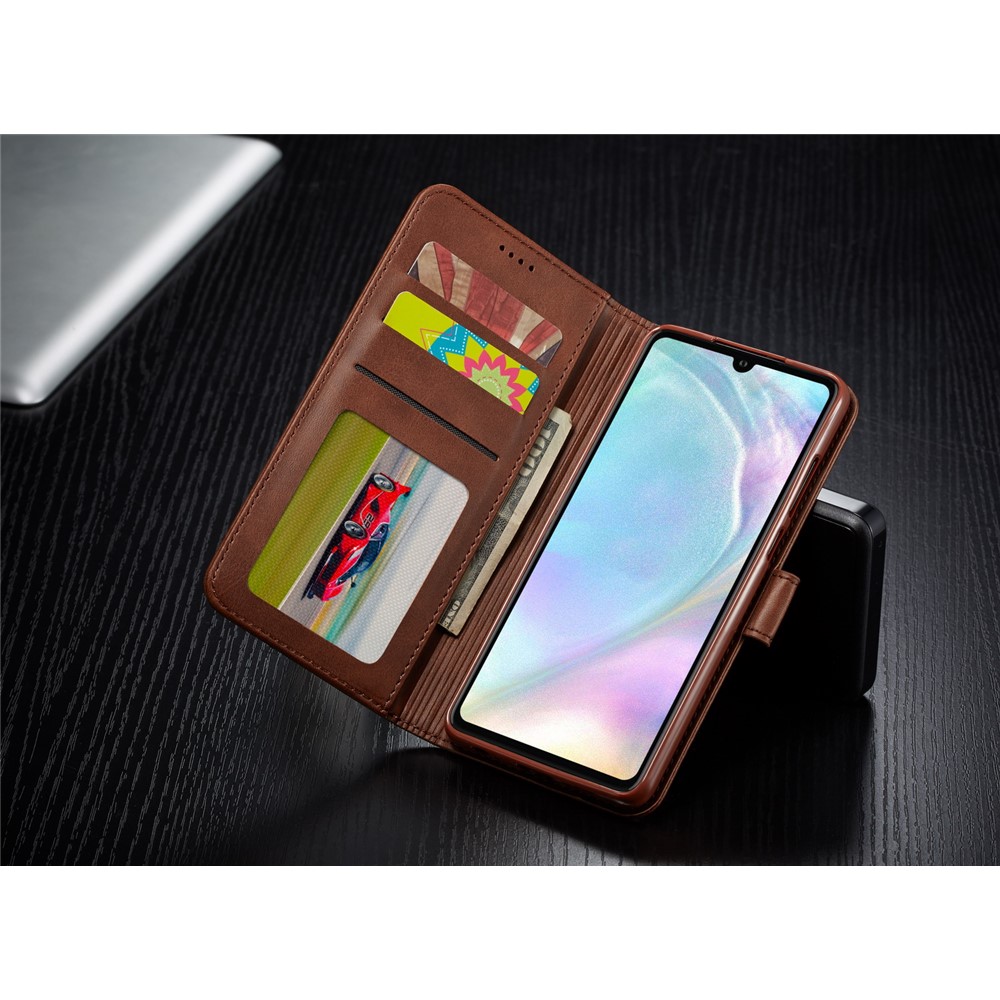 LC.IMEEKE Leather Wallet Stand Case for Huawei P30 - Coffee-11