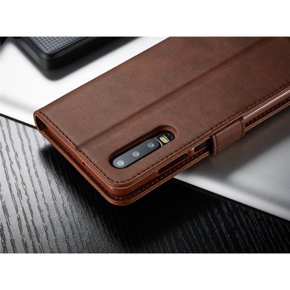 LC.IMEEKE Leather Wallet Stand Case for Huawei P30 - Coffee-15