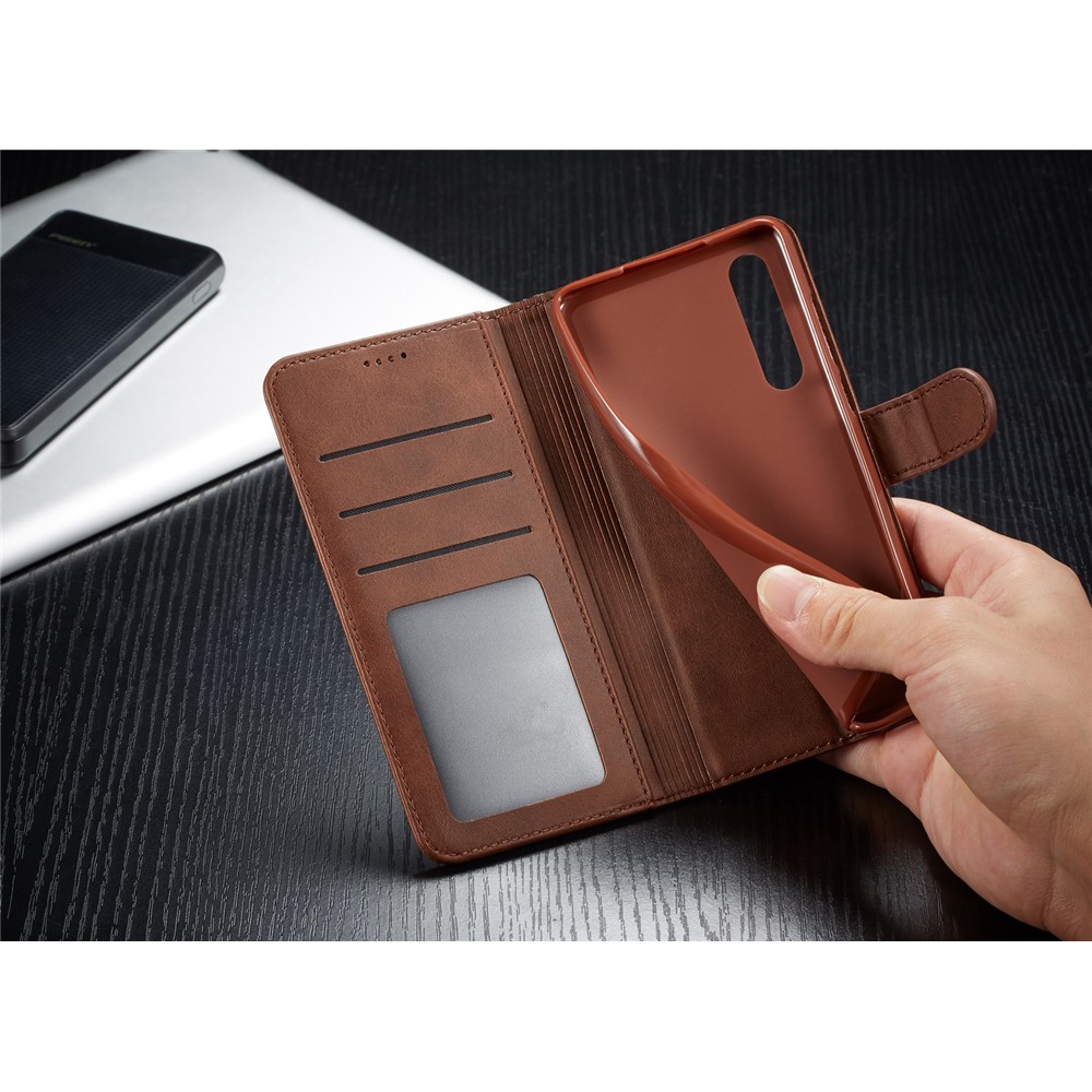 LC.IMEEKE Leather Wallet Stand Case for Huawei P30 - Coffee-16