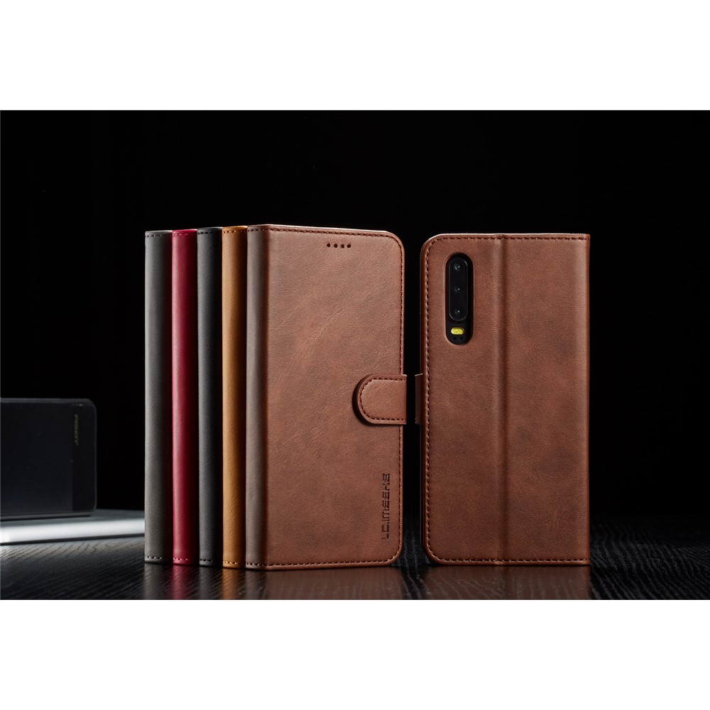 LC.IMEEKE Leather Wallet Stand Case for Huawei P30 - Coffee-17