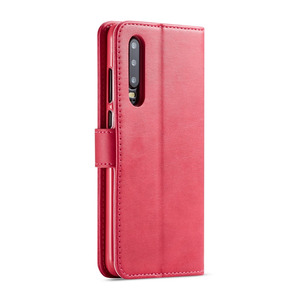 LC.IMEEKE Leather Wallet Stand Case for Huawei P30 - Red-3