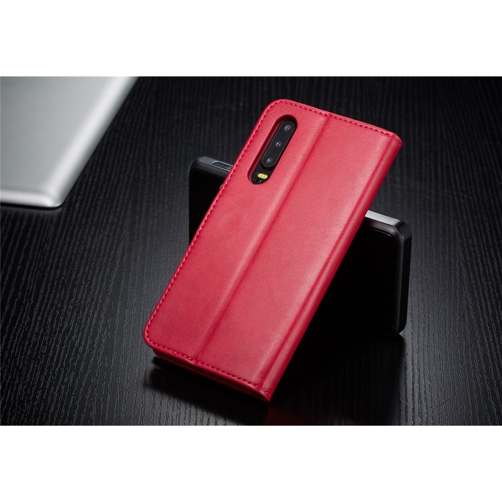 LC.IMEEKE Leather Wallet Stand Case for Huawei P30 - Red-5