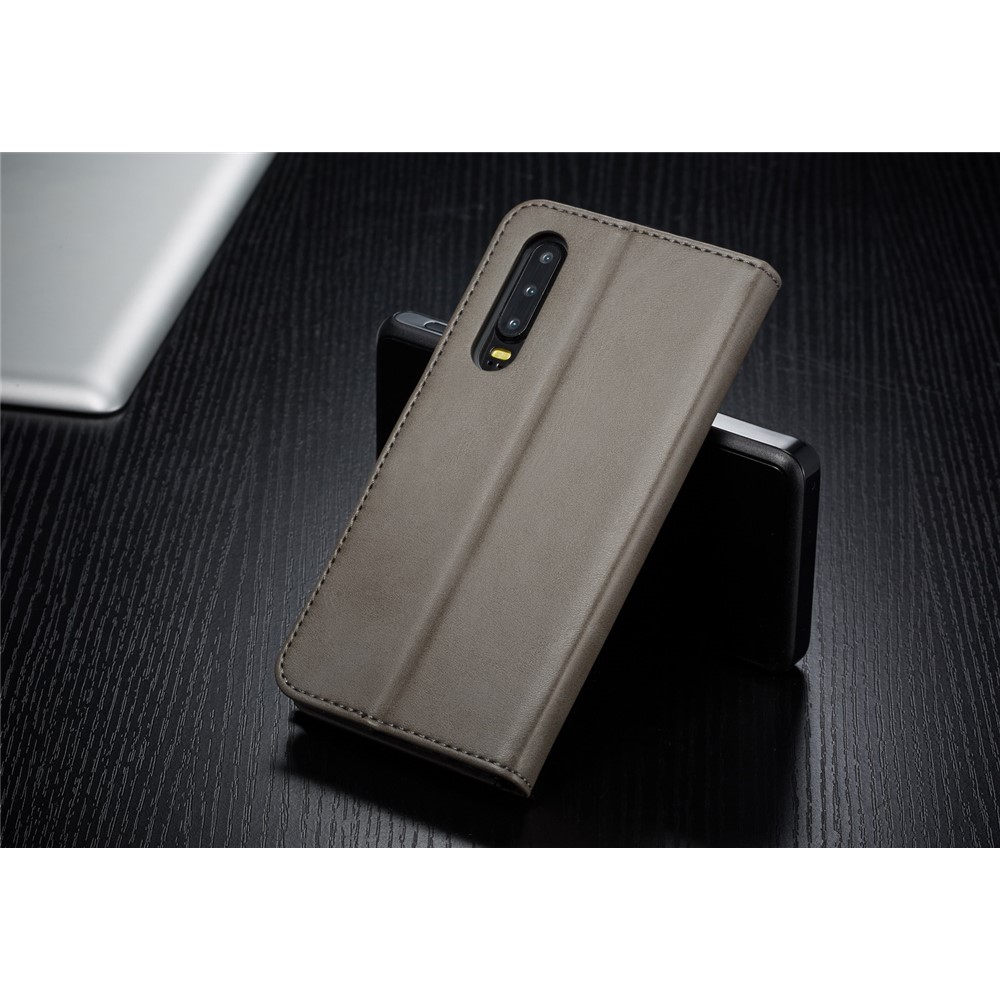 LC.IMEEKE Leather Wallet Stand Case for Huawei P30 - Grey-5