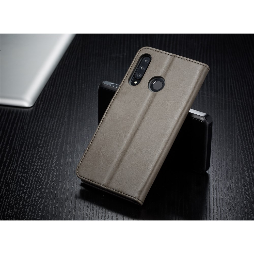 Lc. Imeeke Walllet en Cuir Case de Support Pour Huawei P30 Lite - Gris